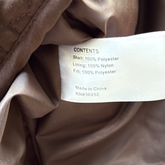 Gallery Brown Bomber Jacket Quilted Design Mandarin Collar Zip Front Sz M - Picture 8 of 13